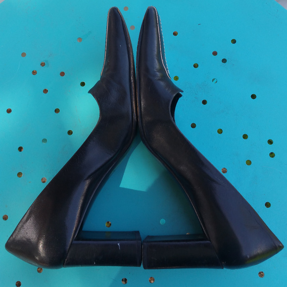 Prada Sz 37.5 Vintage Black Leather Cuban Heels - Picture 6 of 8